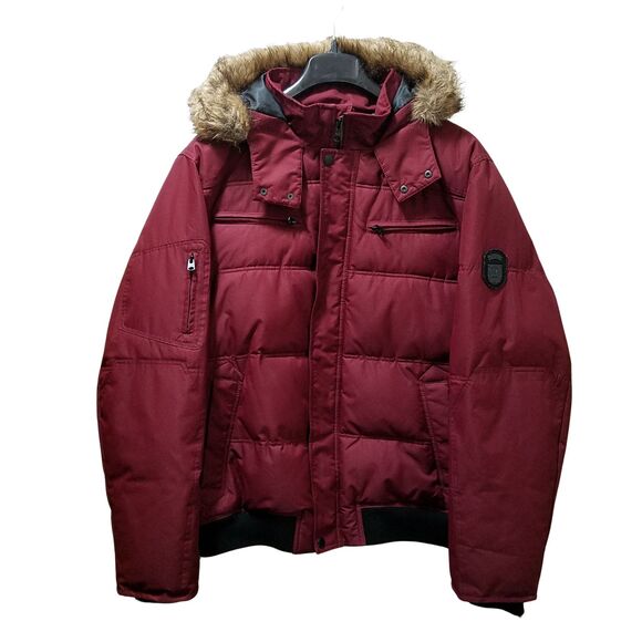 Buffalo David Bitton Coat Men’s XXL 2X Burgundy Puffer Parka Trademark 1973 Hood - Picture 3 of 4